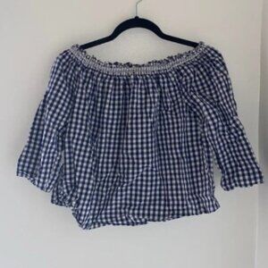 Madewell Smocked off-the-shoulder Gingham blouse size XS
